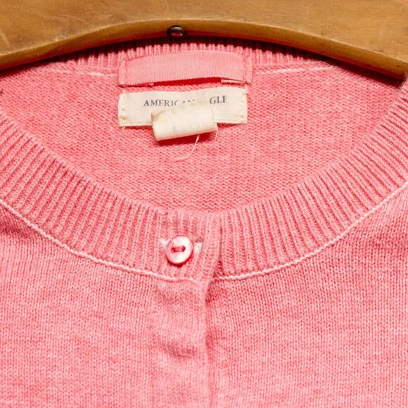 AMERICAN EAGLE Girls Pink XL Button Down Cardigan Cotton Sweater - Picture 3 of 3